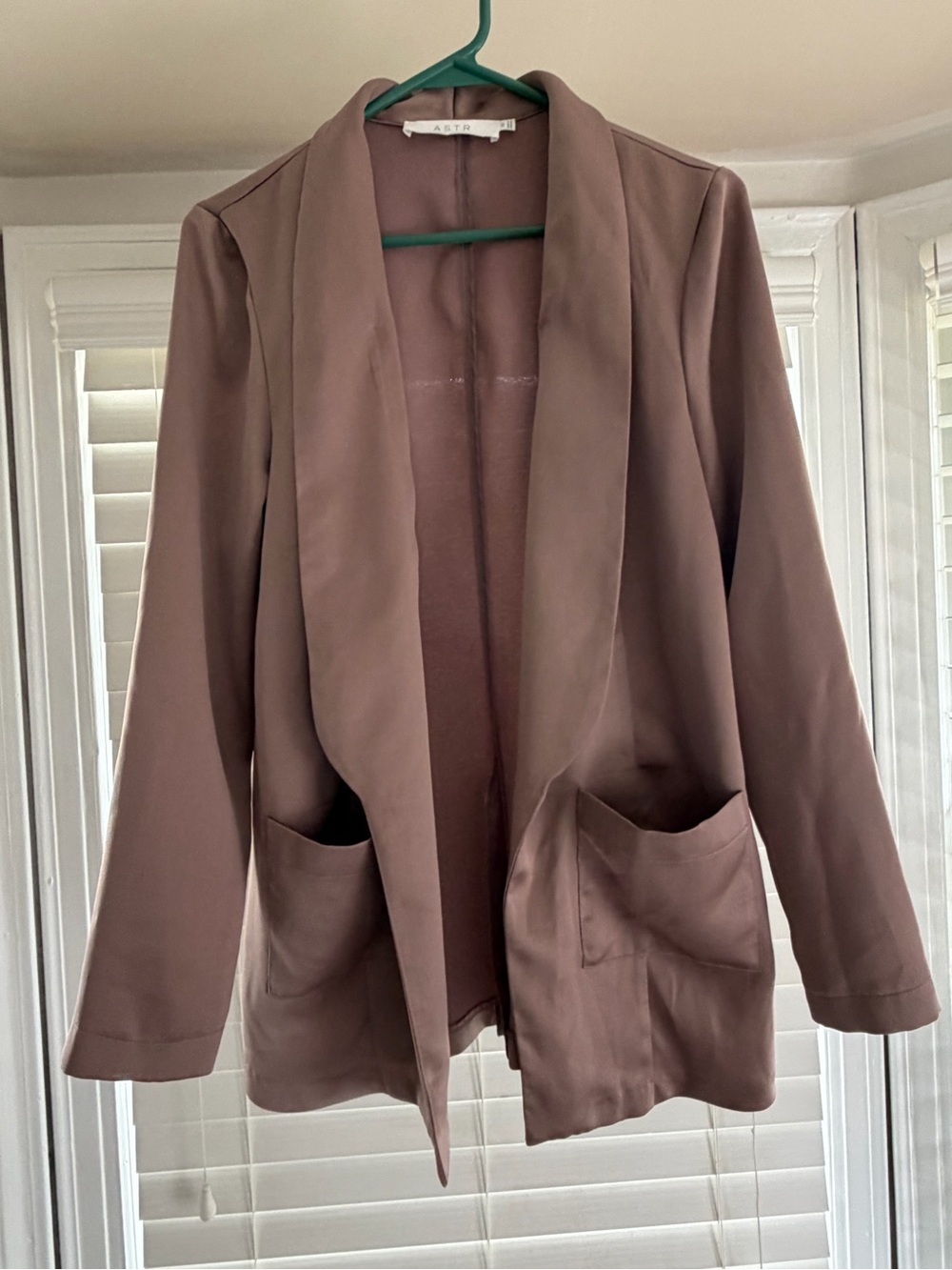 Astr Mauve Open-Front Blazer with Patch Pockets